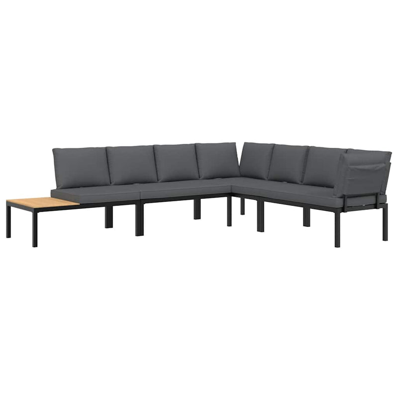 4 Piece Garden Sofa Set with Cushions Black Aluminium