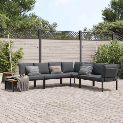 4 Piece Garden Sofa Set with Cushions Black Aluminium