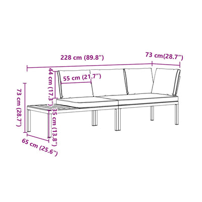 2 Piece Garden Sofa Set with Cushions Black Aluminium