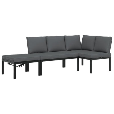 3 Piece Garden Sofa Set with Cushions Black Aluminium