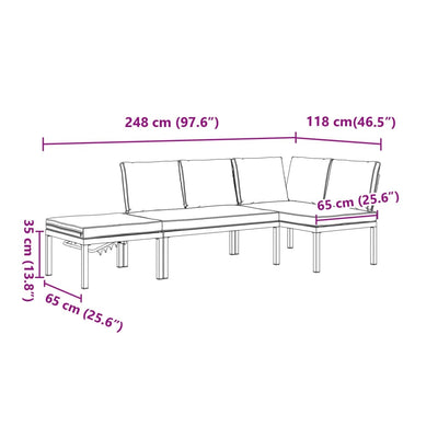 3 Piece Garden Sofa Set with Cushions Black Aluminium