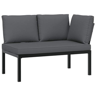 7 Piece Garden Sofa Set with Cushions Black Aluminium