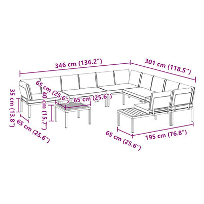 7 Piece Garden Sofa Set with Cushions Black Aluminium