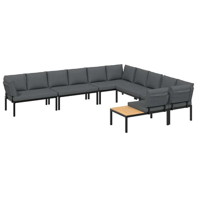 6 Piece Garden Sofa Set with Cushions Black Aluminium