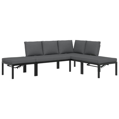 4 Piece Garden Sofa Set with Cushions Black Aluminium