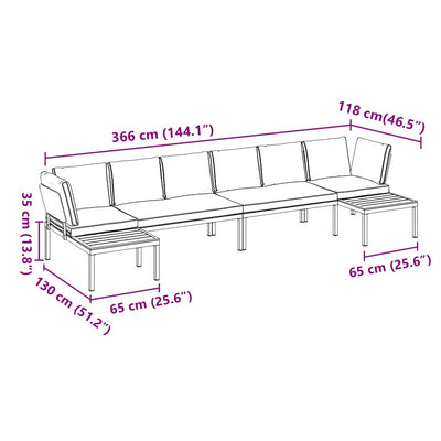 4 Piece Garden Sofa Set with Cushions Black Aluminium