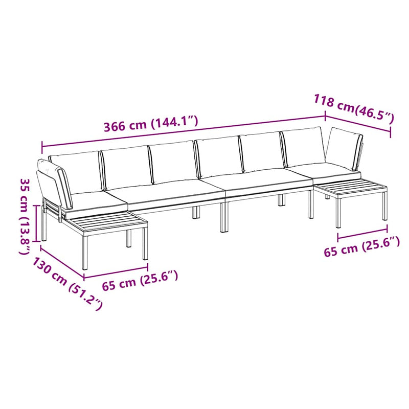 4 Piece Garden Sofa Set with Cushions Black Aluminium