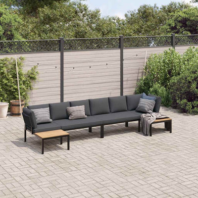 4 Piece Garden Sofa Set with Cushions Black Aluminium