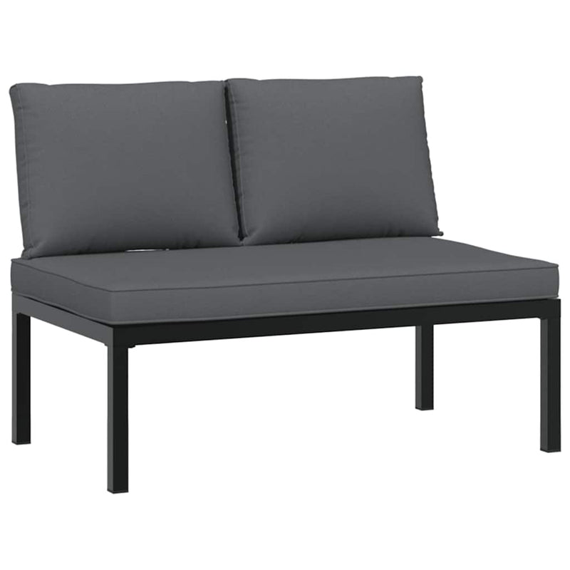 2 Piece Garden Sofa Set with Cushions Black Aluminium