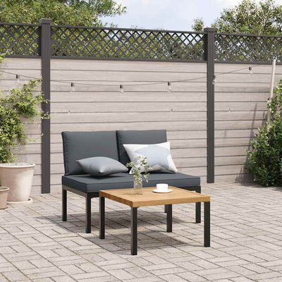 2 Piece Garden Sofa Set with Cushions Black Aluminium