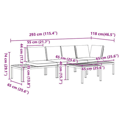 4 Piece Garden Sofa Set with Cushions Black Aluminium