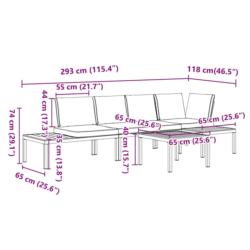 4 Piece Garden Sofa Set with Cushions Black Aluminium