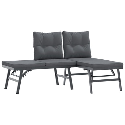 4 Piece Garden Benches with Cushions Black Powder-coated Steel