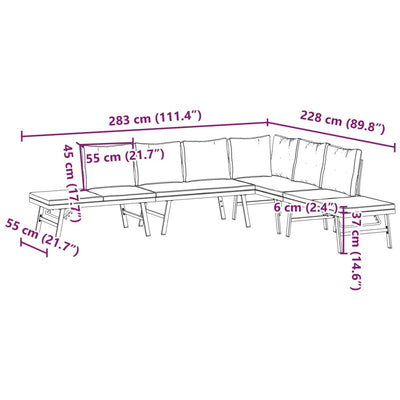 4 Piece Garden Benches with Cushions Black Powder-coated Steel