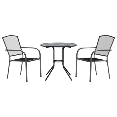 Stackable Garden Chair Set 3 Piece Anthracite Powder-coated Steel