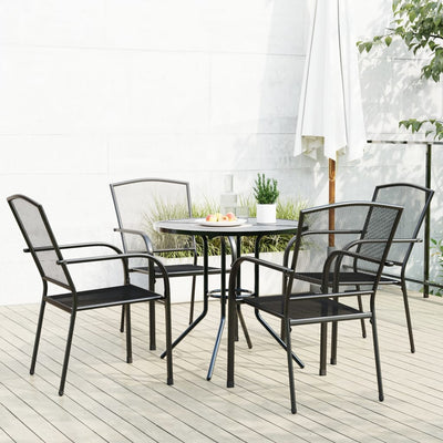 Stackable Garden Chair Set 5 Piece Anthracite Powder-coated Steel