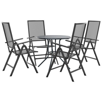 Reclining Garden Chair Set 5 Piece Anthracite Powder-coated Steel