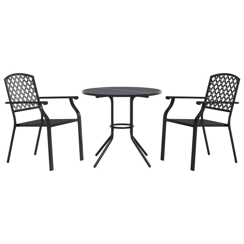 Stackable Garden Chair Set 3 Piece Anthracite Powder-coated Steel