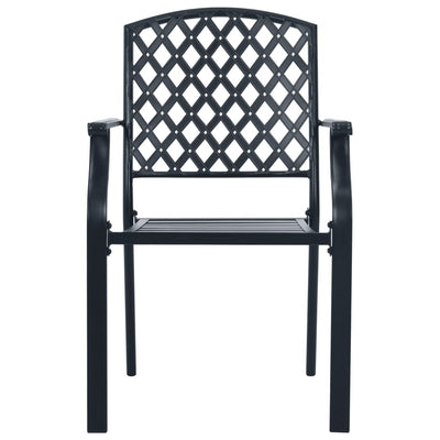 Stackable Garden Chair Set 3 Piece Anthracite Powder-coated Steel