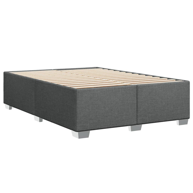 Bed Frame without Mattress Dark Grey Double Fabric