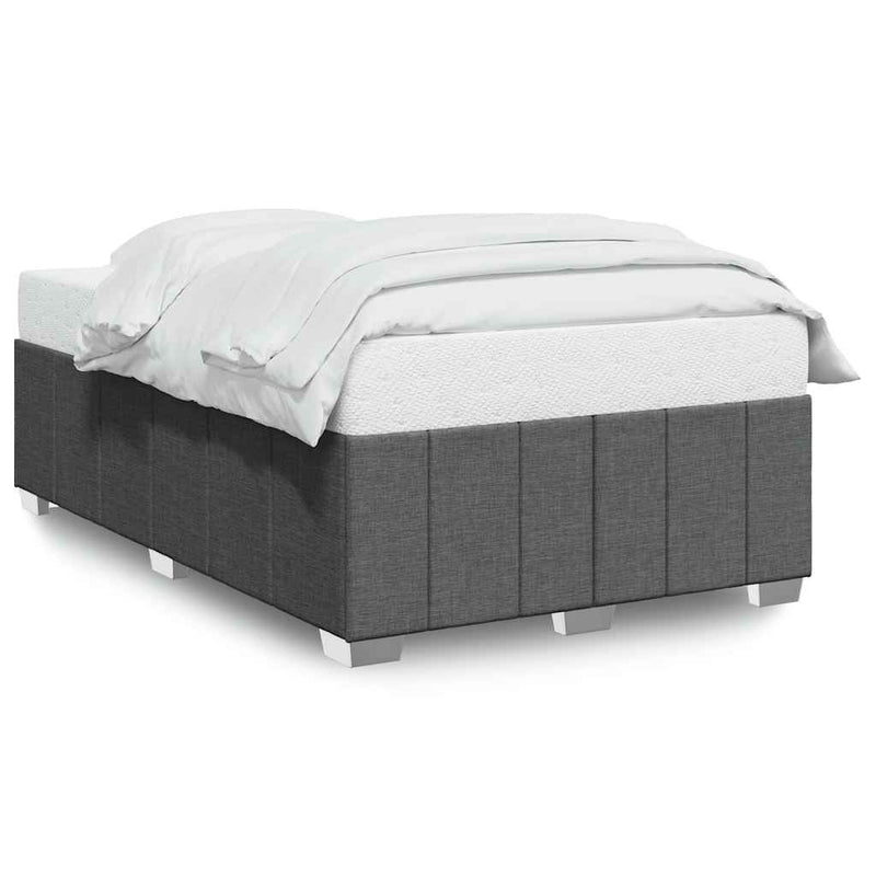 Bed Frame without Mattress Dark Grey Double Fabric