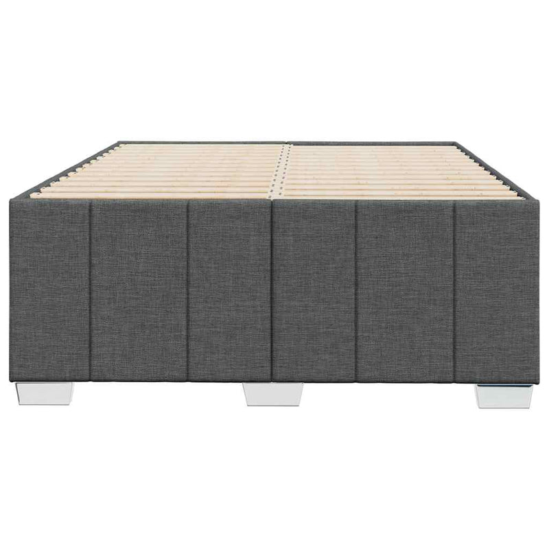 Bed Frame without Mattress Dark Grey Double Fabric