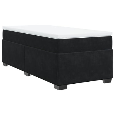 Box Spring Bed with Mattress Black King Single Velvet