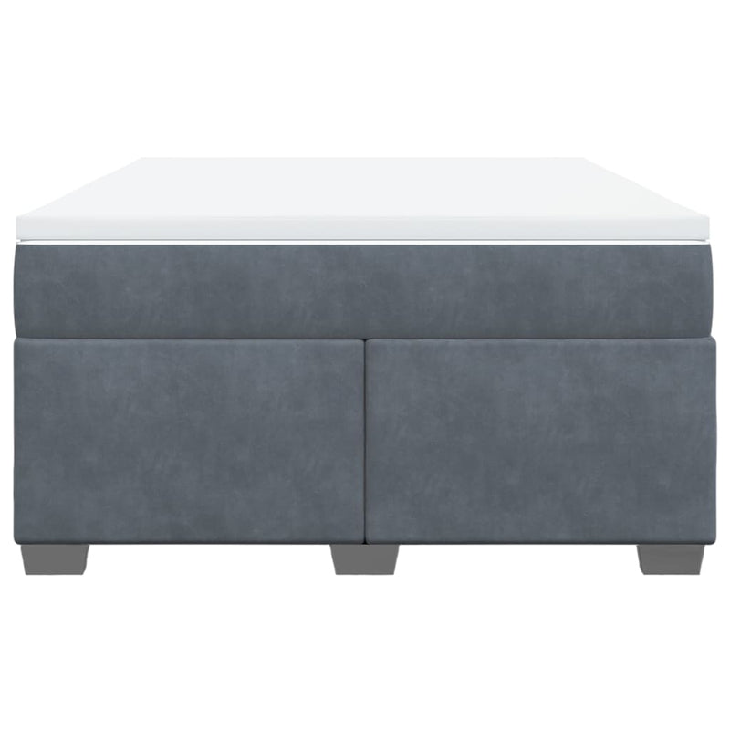 Box Spring Bed with Mattress Dark Grey Queen Velvet