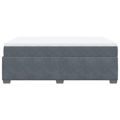 Box Spring Bed with Mattress Dark Grey Queen Velvet