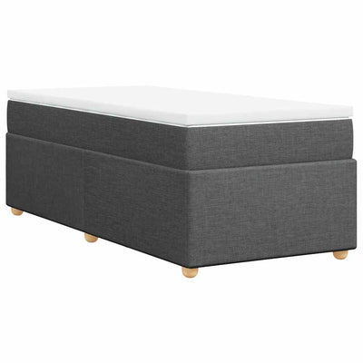 Box Spring Bed with Mattress Dark Grey King Single Fabric