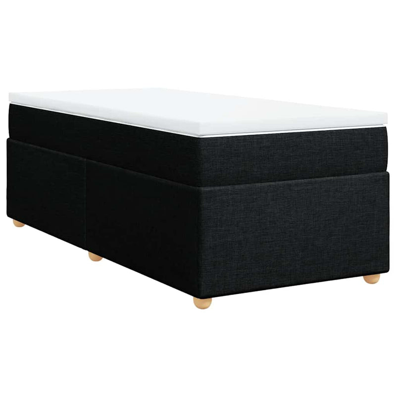 Box Spring Bed with Mattress Black King Single Fabric