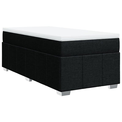 Box Spring Bed with Mattress Black King Single Fabric