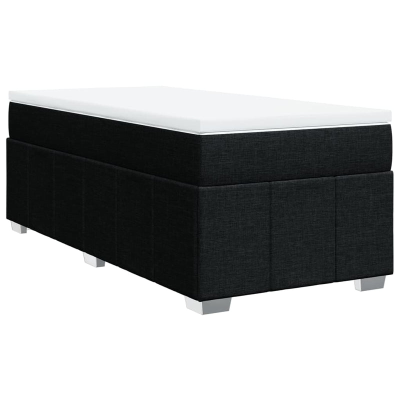 Box Spring Bed with Mattress Black King Single Fabric