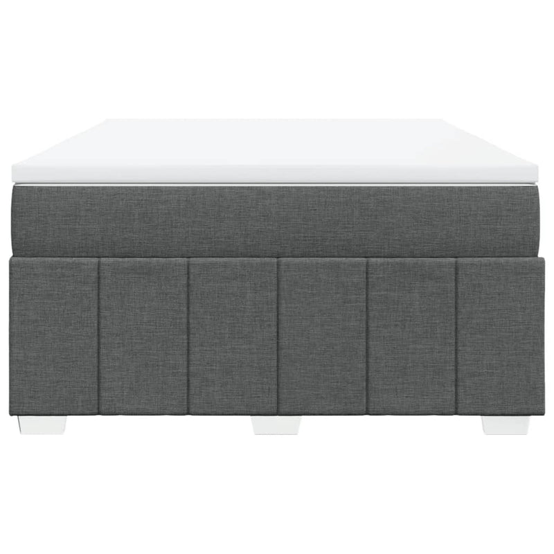 Box Spring Bed with Mattress Dark Grey Double Size Fabric