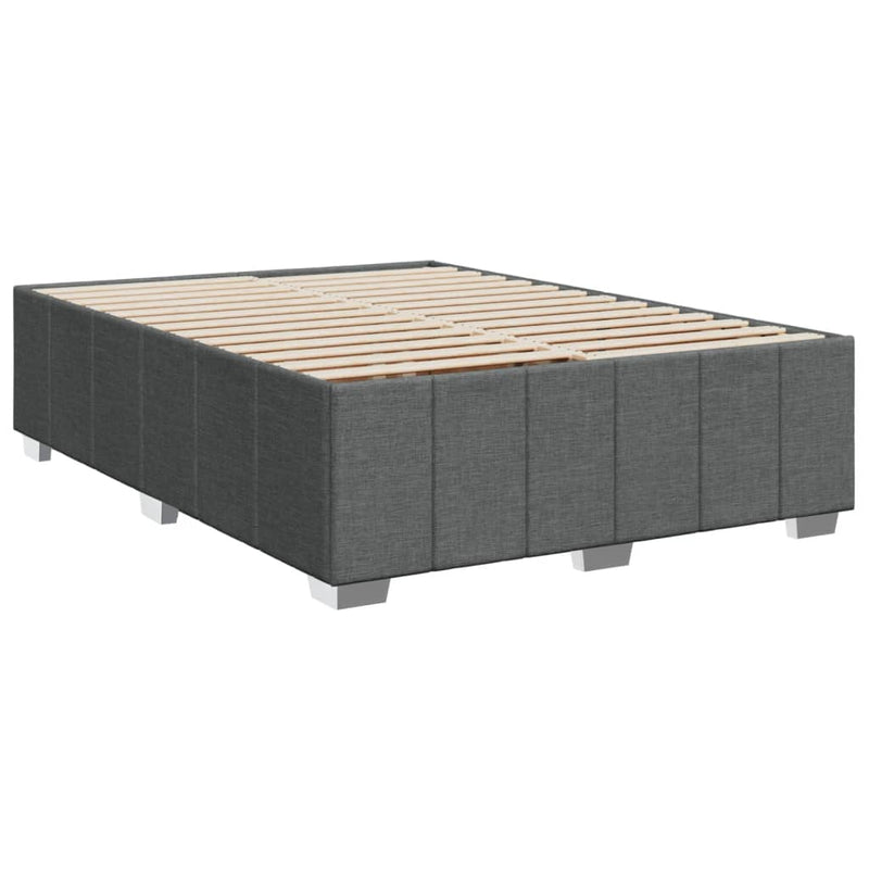 Box Spring Bed with Mattress Dark Grey Double Size Fabric