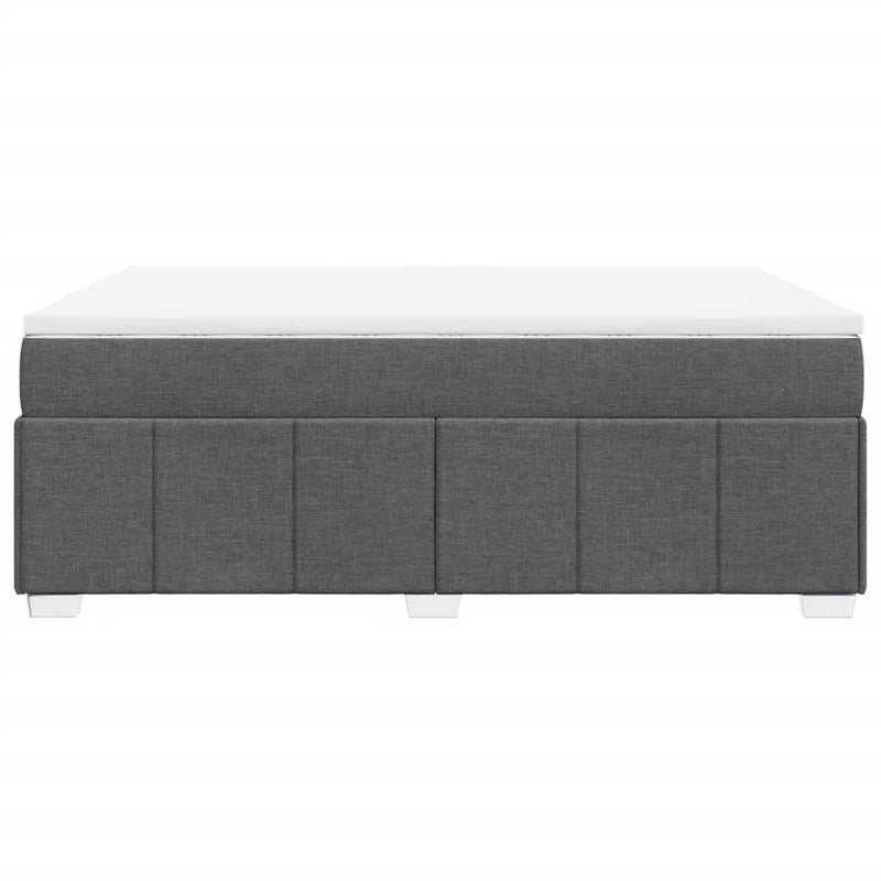 Box Spring Bed with Mattress Dark Grey Double Size Fabric