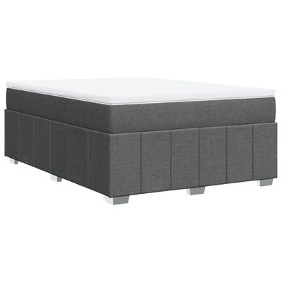 Box Spring Bed with Mattress Dark Grey Double Size Fabric