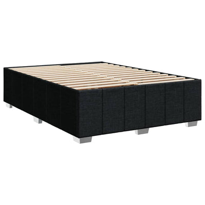 Box Spring Bed with Mattress Black Double Size Fabric