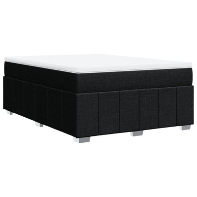 Box Spring Bed with Mattress Black Double Size Fabric