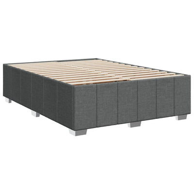 Box Spring Bed with Mattress Dark Grey Queen Size Fabric