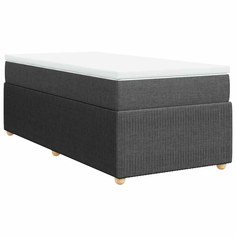 Box Spring Bed with Mattress Black King Single Fabric