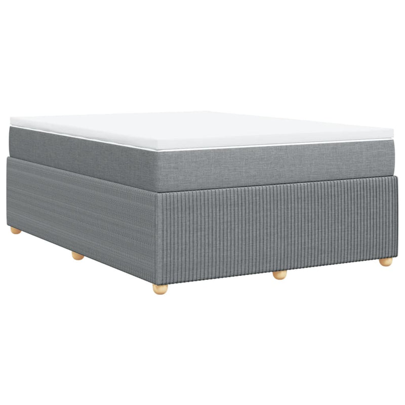 Box Spring Bed with Mattress Dark Grey Double Fabric