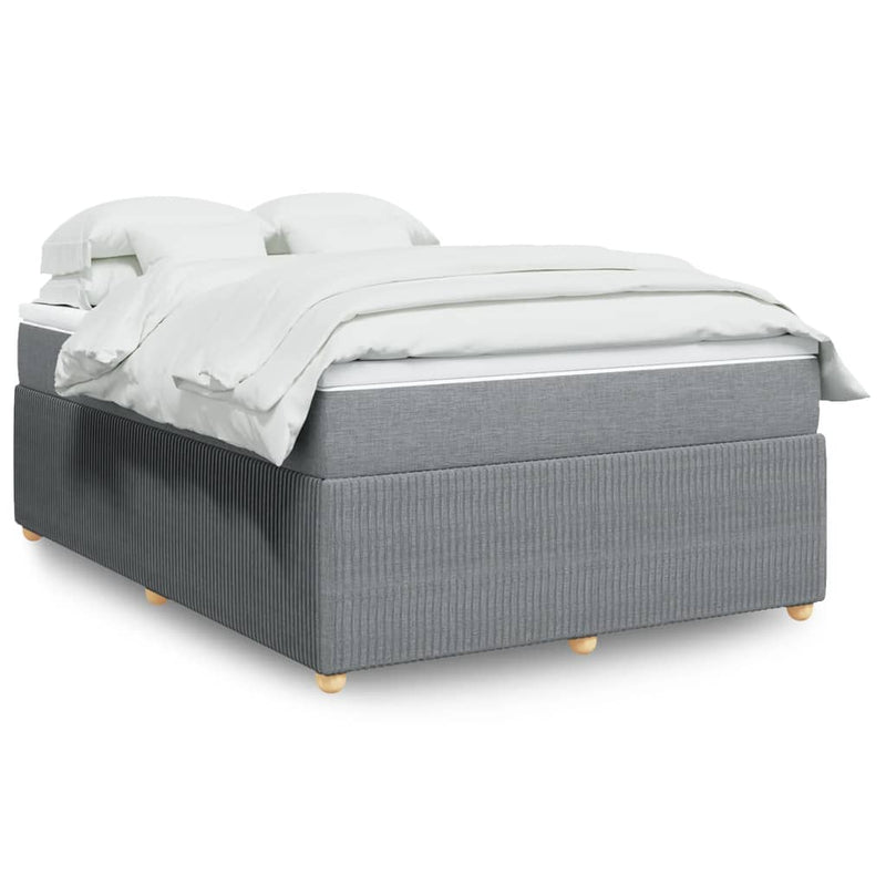 Box Spring Bed with Mattress Dark Grey Double Fabric