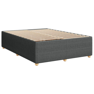 Box Spring Bed with Mattress Black Double Fabric