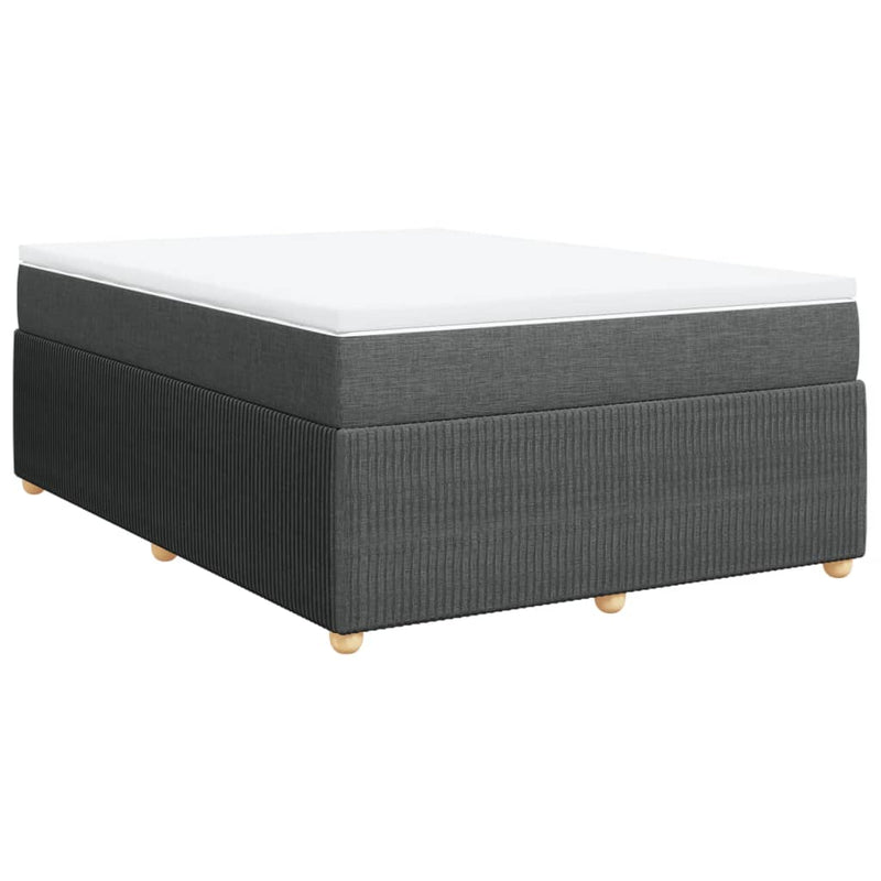 Box Spring Bed with Mattress Black Queen Fabric