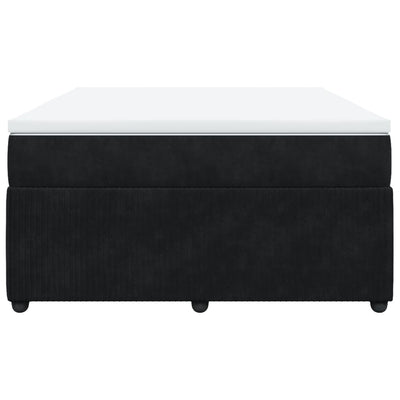 Box Spring Bed with Mattress Black Double Velvet