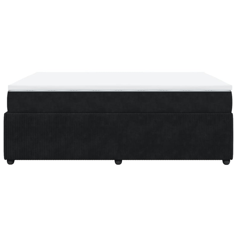 Box Spring Bed with Mattress Black Double Velvet