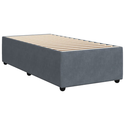 Box Spring Bed with Mattress Dark Grey King Single Velvet