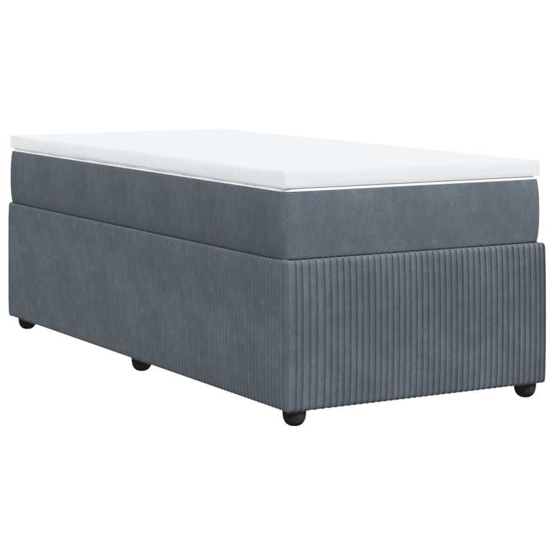 Box Spring Bed with Mattress Dark Grey King Single Velvet