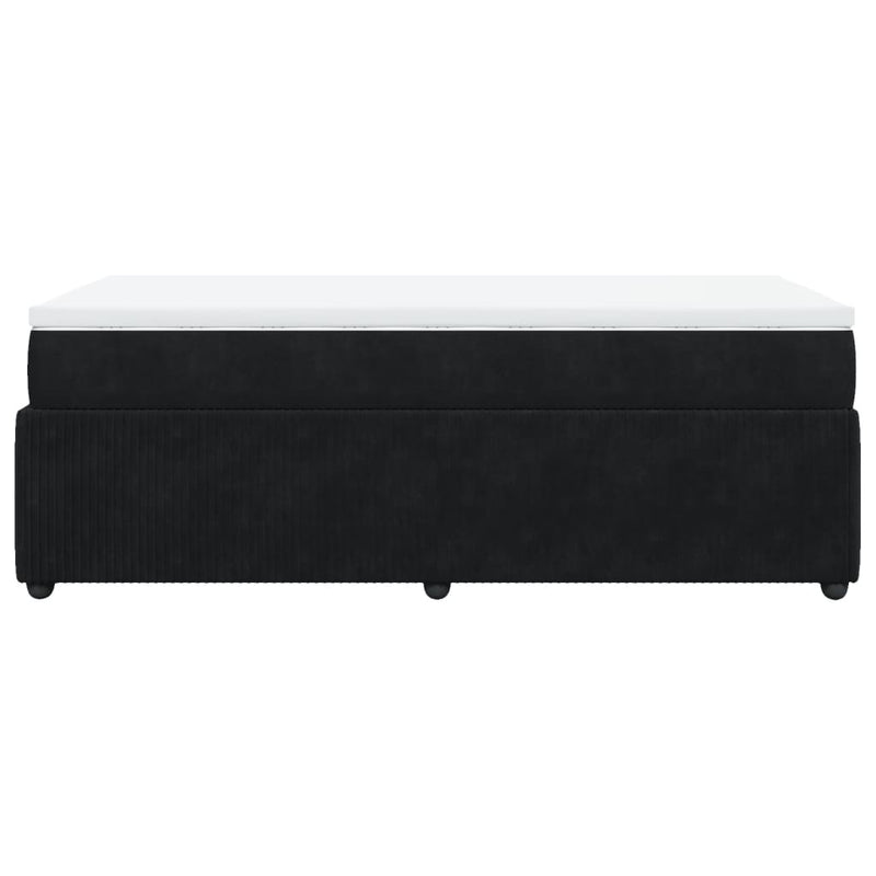 Box Spring Bed with Mattress Black King Single Velvet